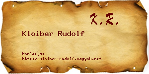 Kloiber Rudolf névjegykártya